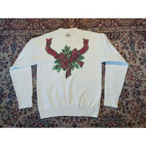 Vintage White Christmas Crewneck Sweatshirt Made In USA Medium